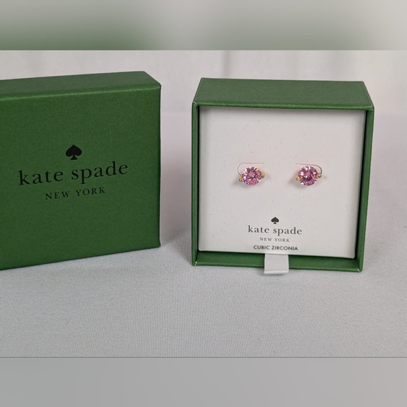 Kate Spade New York Pink CZ Brilliant State Earrings Rhinestone Studs NWT In Box - Picture 6 of 6